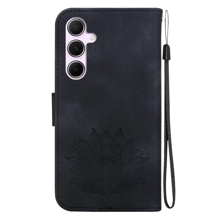 For Samsung Galaxy A55 5G Case Wallet Stand Lotus Pattern Leather Phone Cover