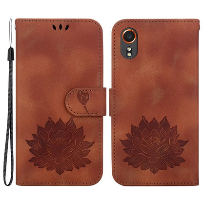 For Samsung Galaxy Xcover7 Case Lotus Pattern Leather Phone Cover Card / Cash Slots