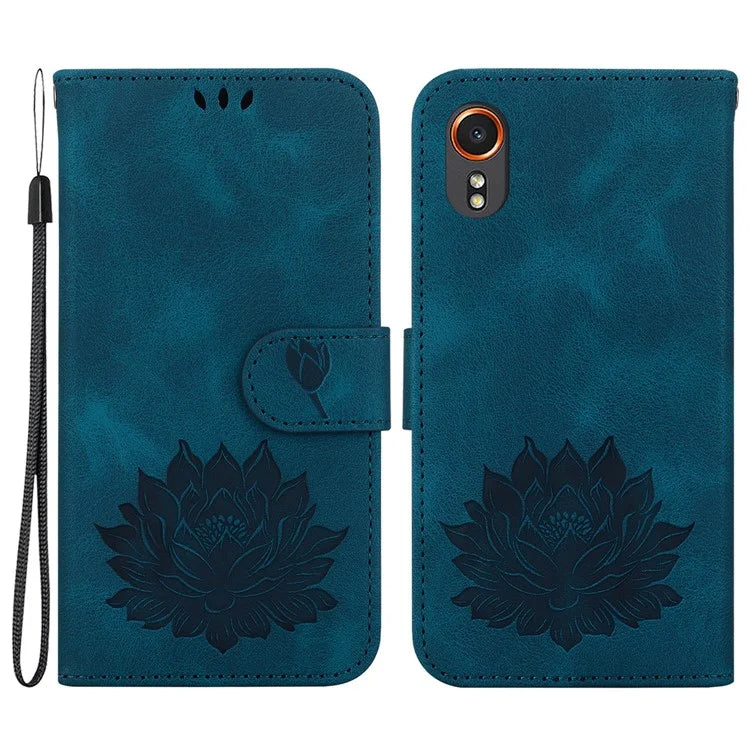 For Samsung Galaxy Xcover7 Case Lotus Pattern Leather Phone Cover Card / Cash Slots