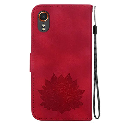 For Samsung Galaxy Xcover7 Case Lotus Pattern Leather Phone Cover Card / Cash Slots