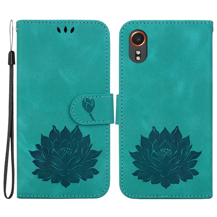 For Samsung Galaxy Xcover7 Case Lotus Pattern Leather Phone Cover Card / Cash Slots