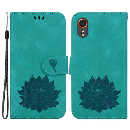 For Samsung Galaxy Xcover7 Case Lotus Pattern Leather Phone Cover Card / Cash Slots