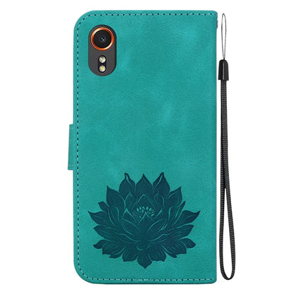For Samsung Galaxy Xcover7 Case Lotus Pattern Leather Phone Cover Card / Cash Slots