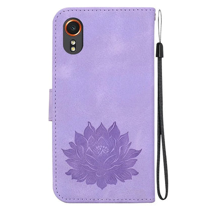 For Samsung Galaxy Xcover7 Case Lotus Pattern Leather Phone Cover Card / Cash Slots