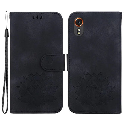 For Samsung Galaxy Xcover7 Case Lotus Pattern Leather Phone Cover Card / Cash Slots