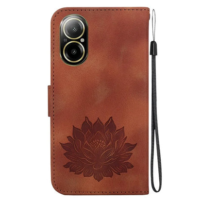 For Realme C67 4G Case Lotus Imprinted Leather Wallet Phone Cover