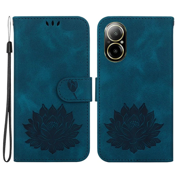 For Realme C67 4G Case Lotus Imprinted Leather Wallet Phone Cover