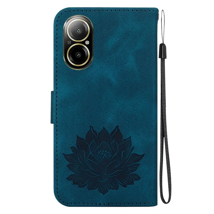 For Realme C67 4G Case Lotus Imprinted Leather Wallet Phone Cover