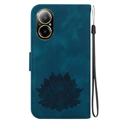 For Realme C67 4G Case Lotus Imprinted Leather Wallet Phone Cover
