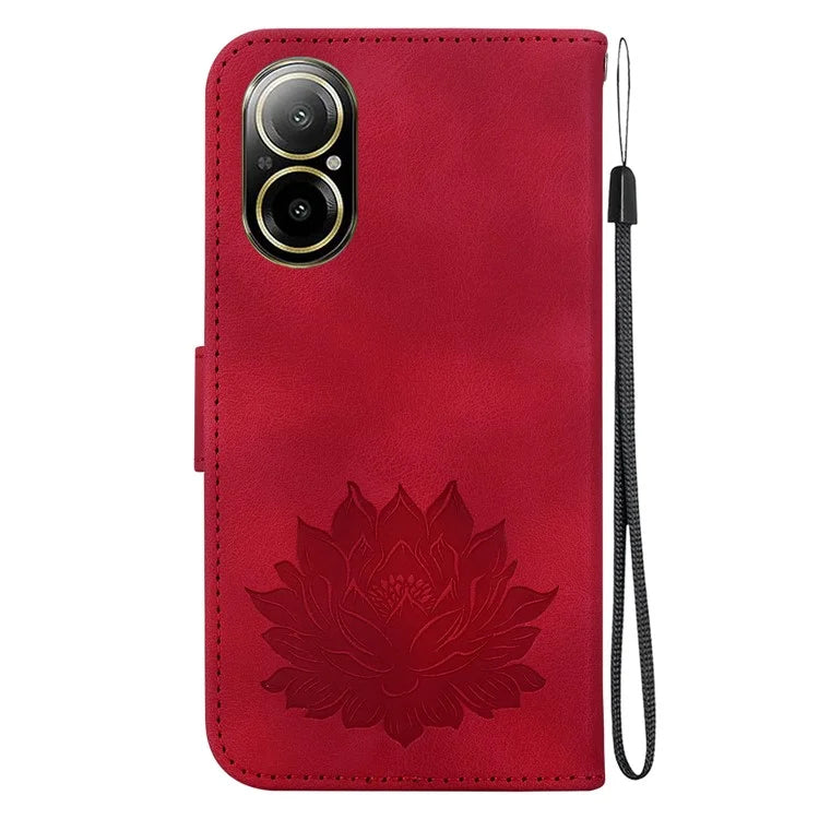 For Realme C67 4G Case Lotus Imprinted Leather Wallet Phone Cover
