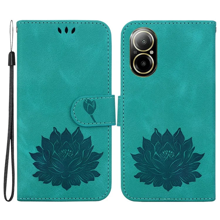 For Realme C67 4G Case Lotus Imprinted Leather Wallet Phone Cover