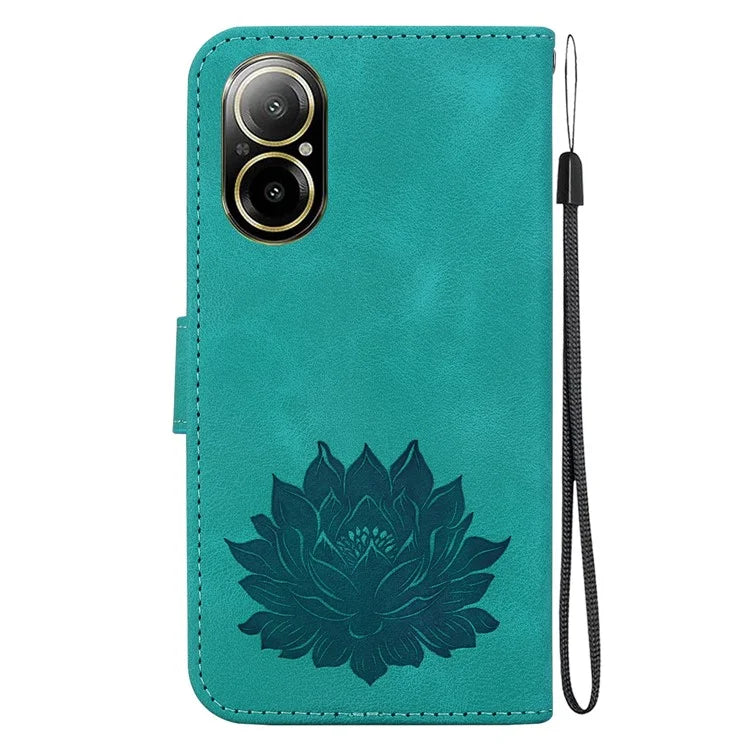 For Realme C67 4G Case Lotus Imprinted Leather Wallet Phone Cover