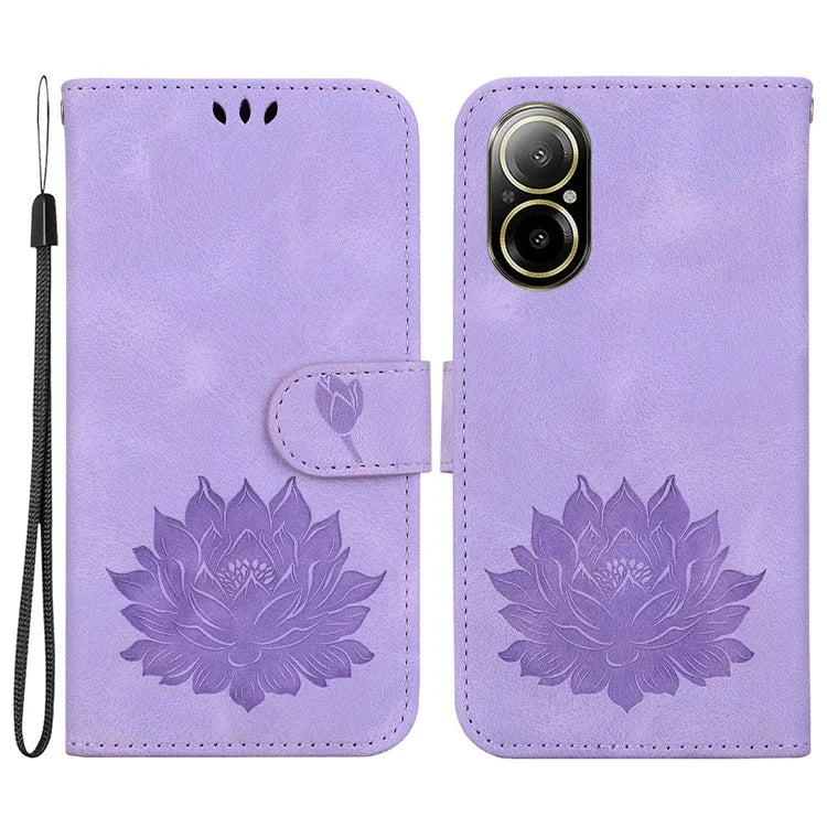 For Realme C67 4G Case Lotus Imprinted Leather Wallet Phone Cover