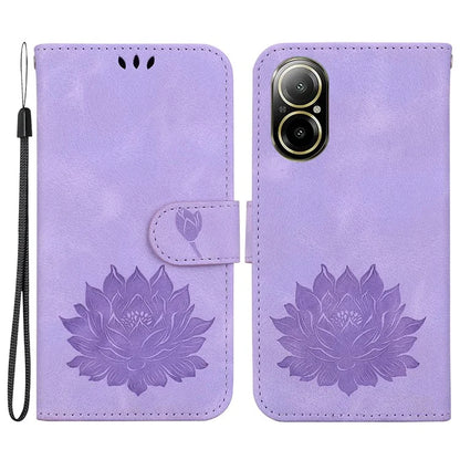 For Realme C67 4G Case Lotus Imprinted Leather Wallet Phone Cover