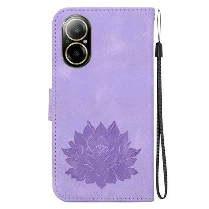 For Realme C67 4G Case Lotus Imprinted Leather Wallet Phone Cover