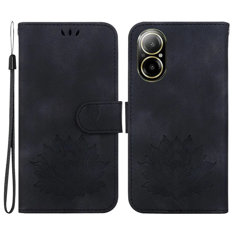 For Realme C67 4G Case Lotus Imprinted Leather Wallet Phone Cover