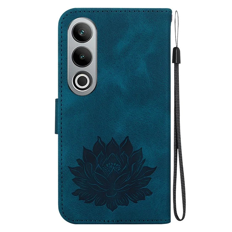 For OnePlus Nord CE4 5G Case with Hand Strap Lotus Pattern PU Leather Phone Cover