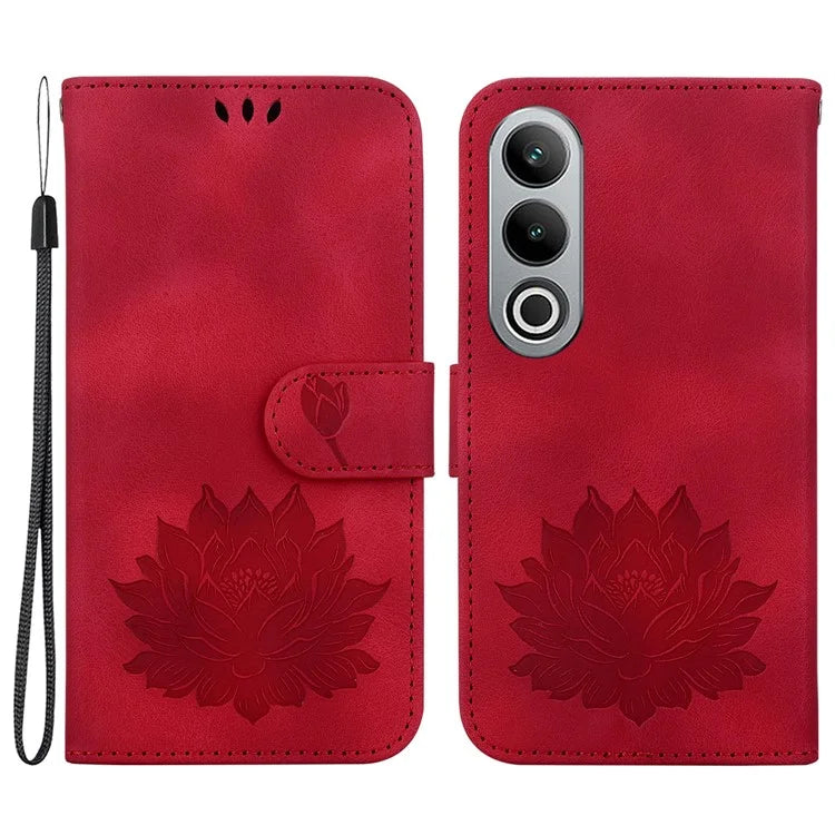 For OnePlus Nord CE4 5G Case with Hand Strap Lotus Pattern PU Leather Phone Cover