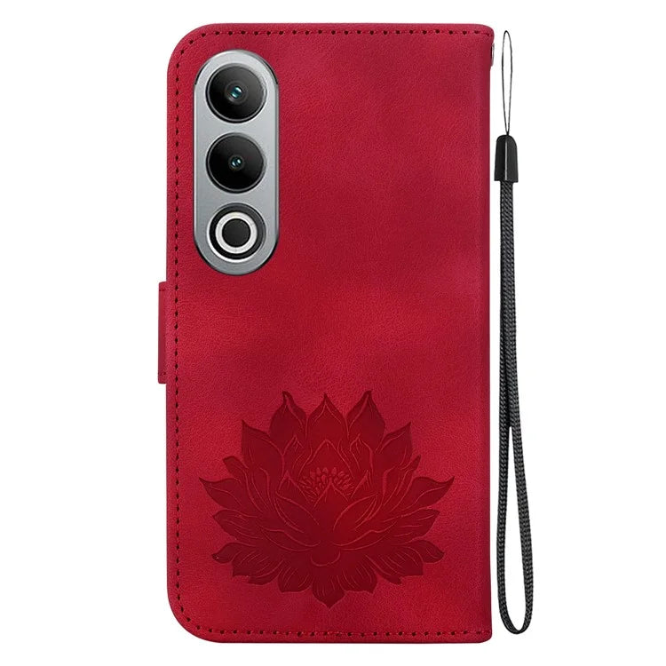For OnePlus Nord CE4 5G Case with Hand Strap Lotus Pattern PU Leather Phone Cover