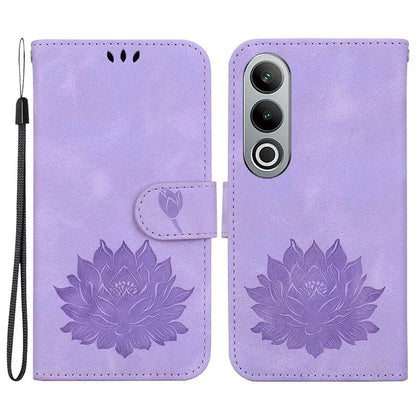 For OnePlus Nord CE4 5G Case with Hand Strap Lotus Pattern PU Leather Phone Cover