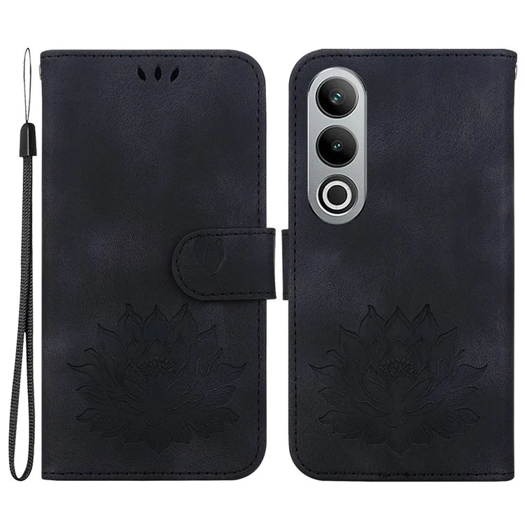 For OnePlus Nord CE4 5G Case with Hand Strap Lotus Pattern PU Leather Phone Cover