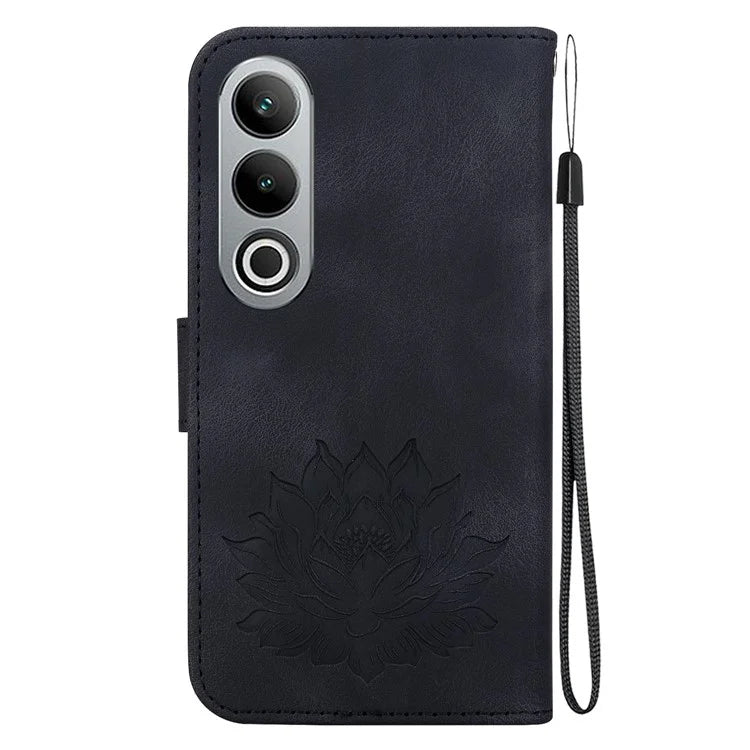 For OnePlus Nord CE4 5G Case with Hand Strap Lotus Pattern PU Leather Phone Cover