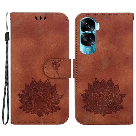 For Honor 90 Lite 5G Case Lotus Pattern Wallet Stand Leather Phone Cover