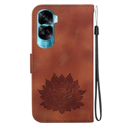 For Honor 90 Lite 5G Case Lotus Pattern Wallet Stand Leather Phone Cover
