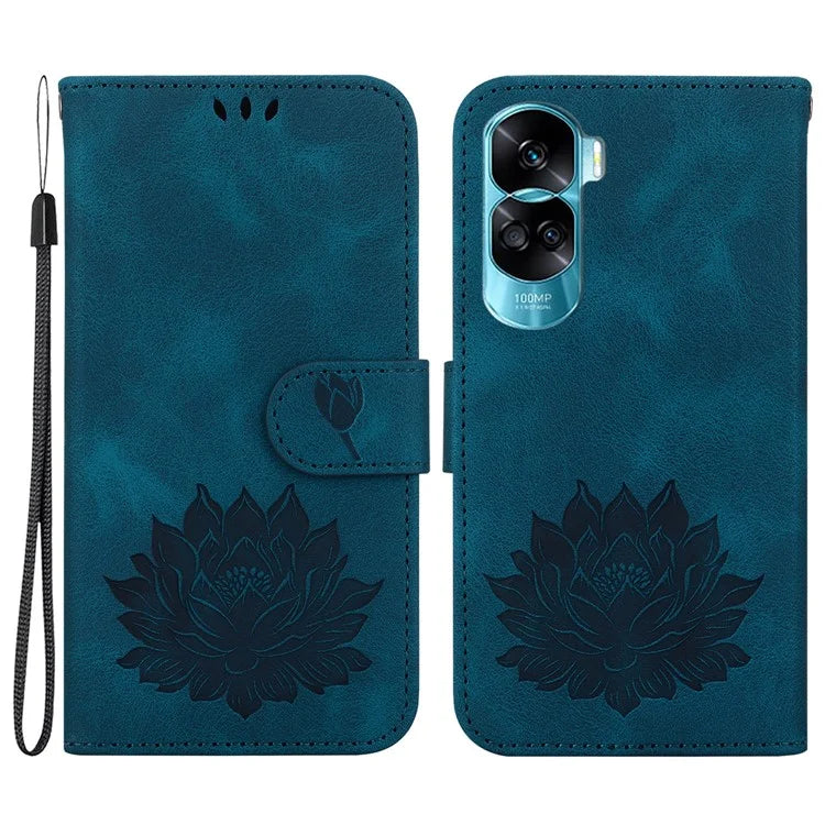 For Honor 90 Lite 5G Case Lotus Pattern Wallet Stand Leather Phone Cover