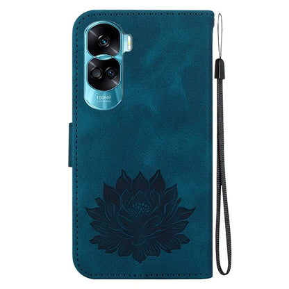 For Honor 90 Lite 5G Case Lotus Pattern Wallet Stand Leather Phone Cover
