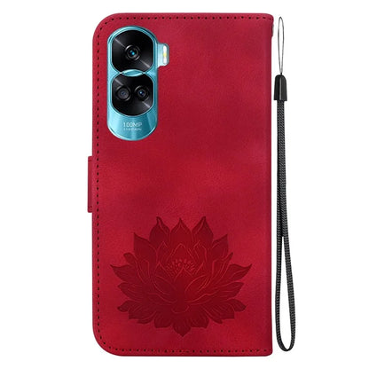 For Honor 90 Lite 5G Case Lotus Pattern Wallet Stand Leather Phone Cover