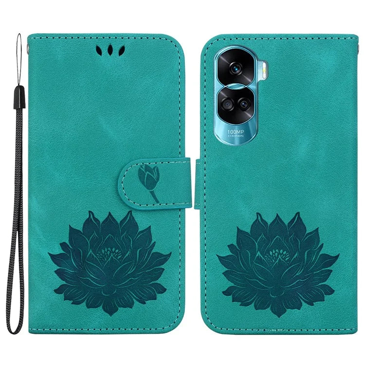 For Honor 90 Lite 5G Case Lotus Pattern Wallet Stand Leather Phone Cover