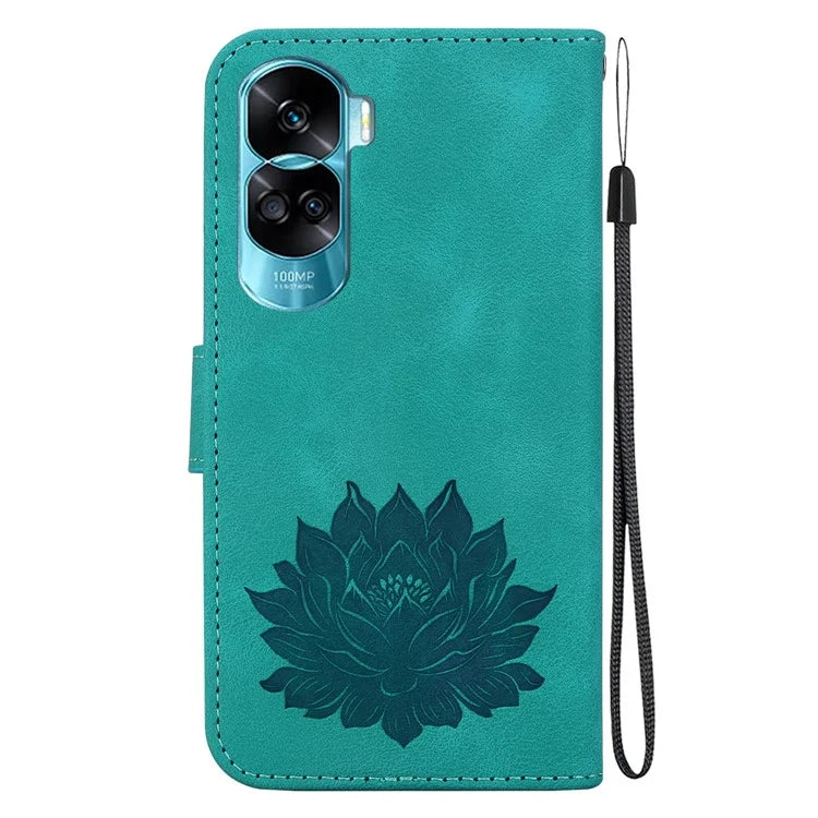 For Honor 90 Lite 5G Case Lotus Pattern Wallet Stand Leather Phone Cover