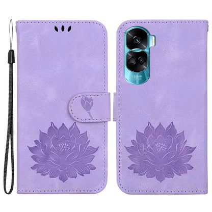 For Honor 90 Lite 5G Case Lotus Pattern Wallet Stand Leather Phone Cover