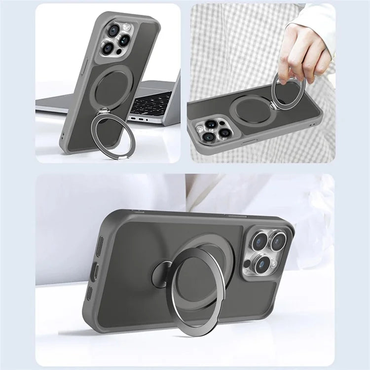 For iPhone 14 Pro Case Compatible with MagSafe Ring Kickstand PC+TPU Phone Cover