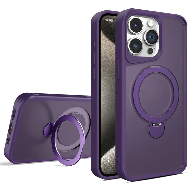 For iPhone 13 Pro Max Case Ring Kickstand PC+TPU Phone Cover Compatible with MagSafe