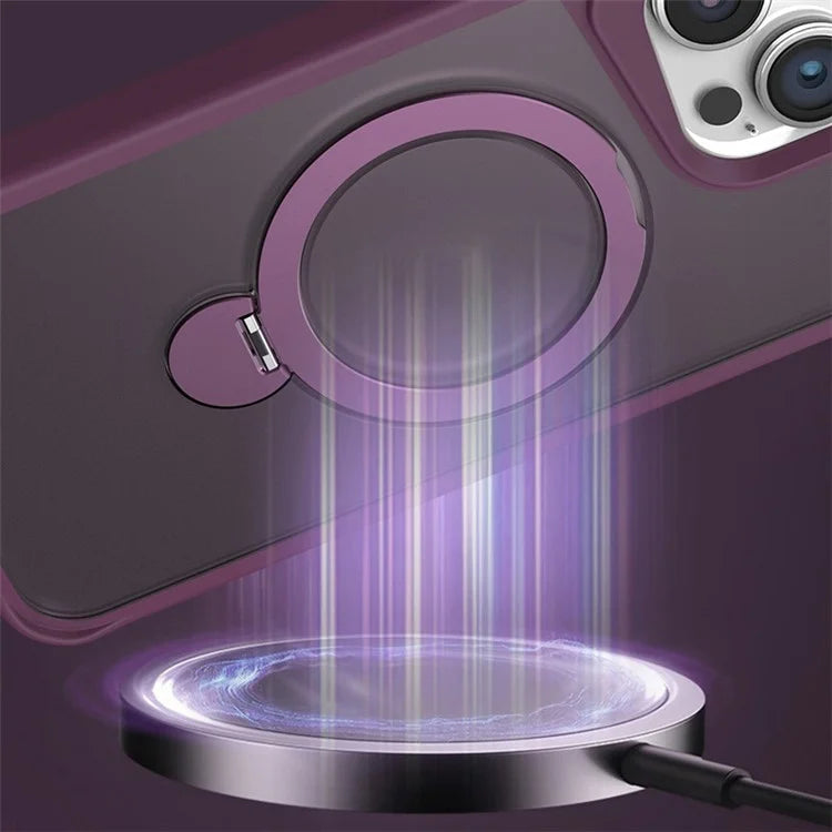 For iPhone 13 Pro Max Case Ring Kickstand PC+TPU Phone Cover Compatible with MagSafe