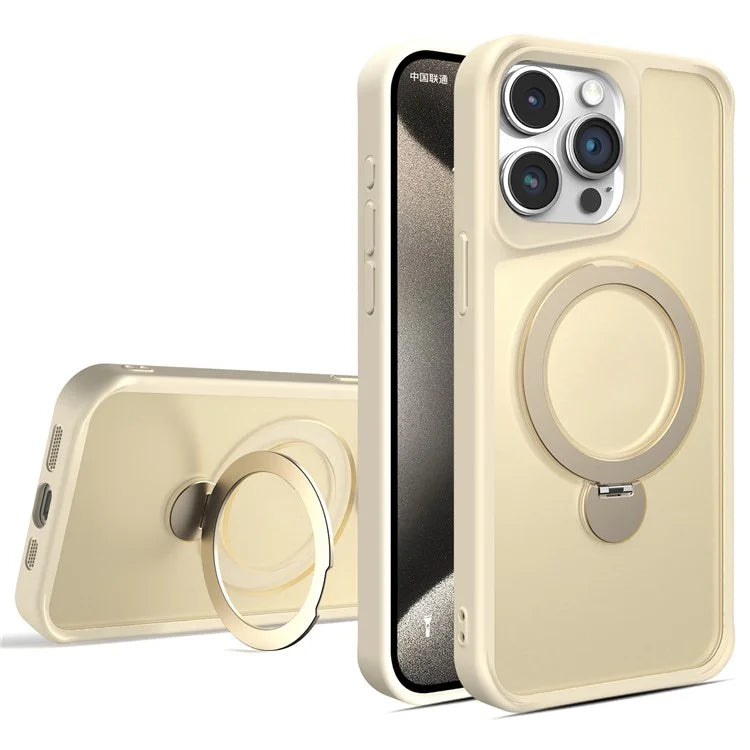 For iPhone 14 Pro Max Magnetic Case PC+TPU Ring Kickstand Phone Cover