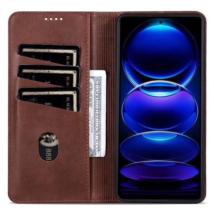 AZNS For Xiaomi Redmi 13 4G / Redmi Note 13R 5G Leather Phone Case Magnetic Auto Closing