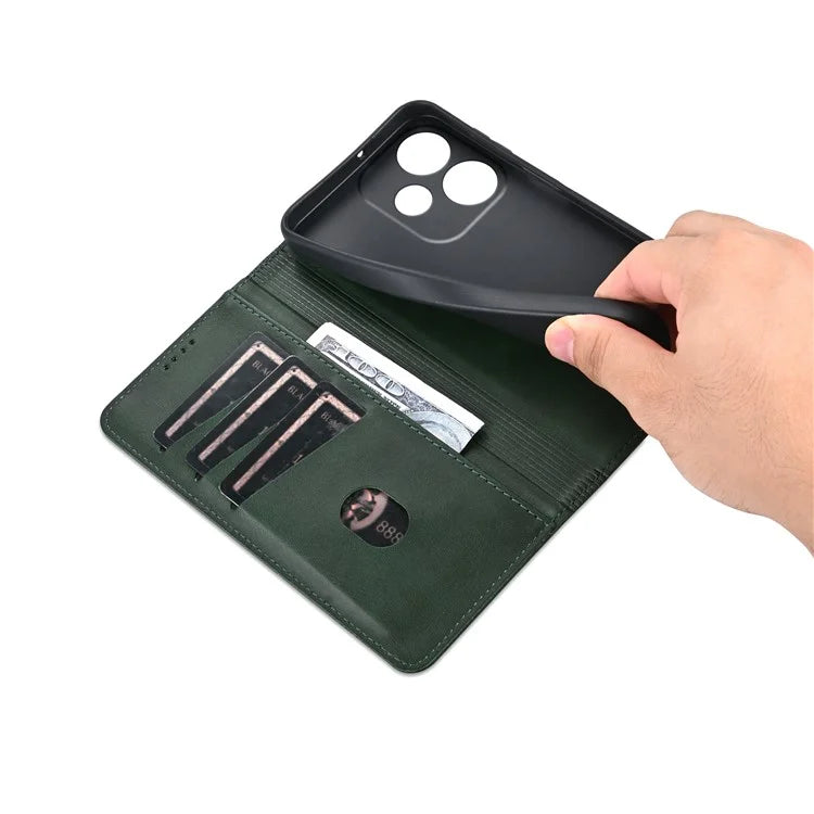 AZNS For Xiaomi Redmi 13 4G / Redmi Note 13R 5G Leather Phone Case Magnetic Auto Closing