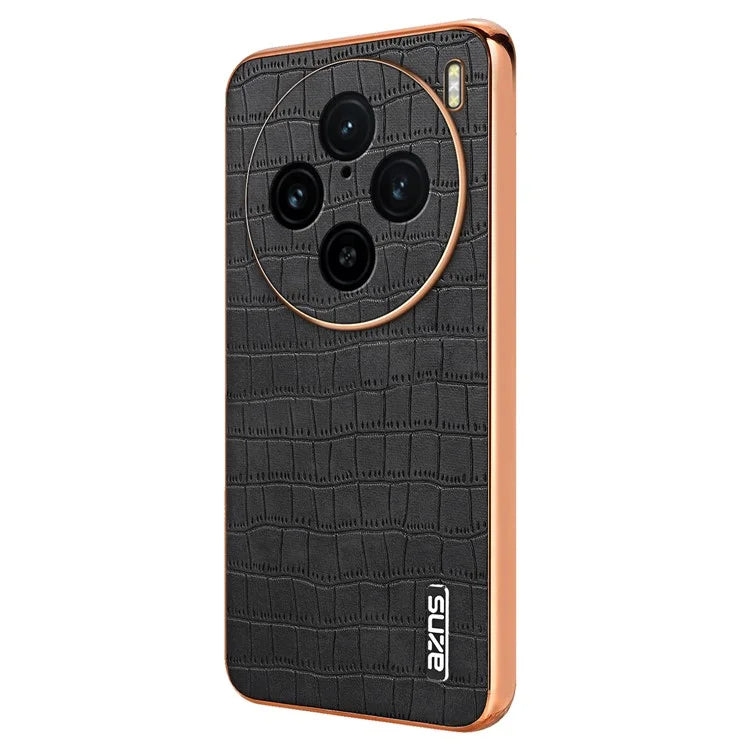 AZNS For vivo X100 Pro 5G / X100s Pro 5G Case Leather+TPU Phone Cover Electroplating Edge