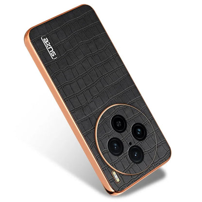 AZNS For vivo X100 Pro 5G / X100s Pro 5G Case Leather+TPU Phone Cover Electroplating Edge