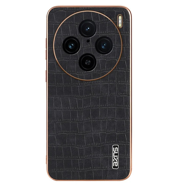 AZNS For vivo X100 Pro 5G / X100s Pro 5G Case Leather+TPU Phone Cover Electroplating Edge