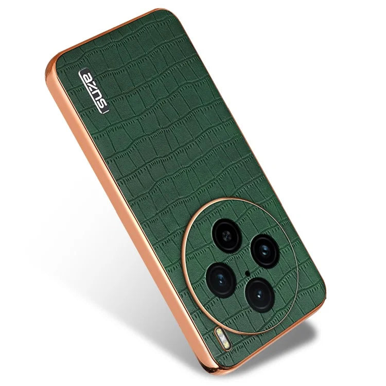 AZNS For vivo X100 Pro 5G / X100s Pro 5G Case Leather+TPU Phone Cover Electroplating Edge