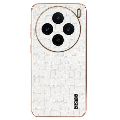 AZNS For vivo X100 5G Case Leather+TPU Electroplating Phone Cover Crocodile Texture