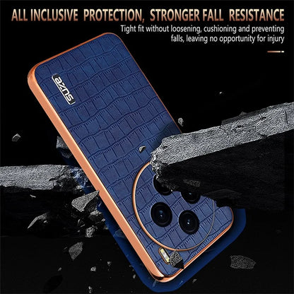 AZNS For vivo X100 5G Case Leather+TPU Electroplating Phone Cover Crocodile Texture