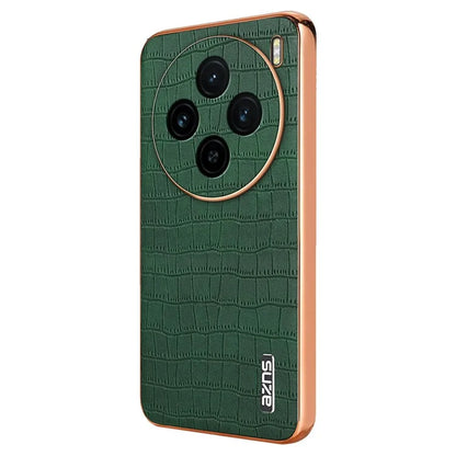 AZNS For vivo X100 5G Case Leather+TPU Electroplating Phone Cover Crocodile Texture