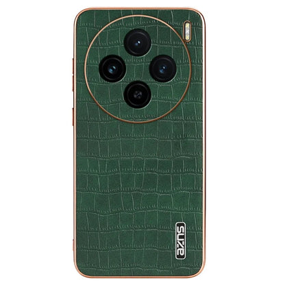 AZNS For vivo X100 5G Case Leather+TPU Electroplating Phone Cover Crocodile Texture