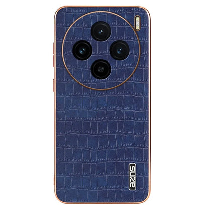 AZNS For vivo X100 5G Case Leather+TPU Electroplating Phone Cover Crocodile Texture