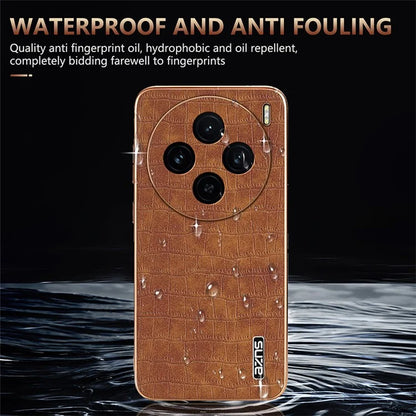 AZNS For vivo X100 5G Case Leather+TPU Electroplating Phone Cover Crocodile Texture